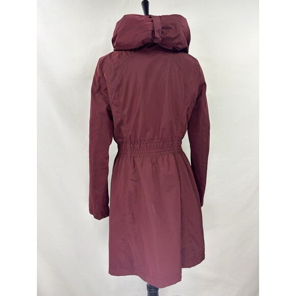 Laundry by Shelli Segal Parka Coat Jacket Burgundy Medium Hooded Quilted - Picture 5 of 16